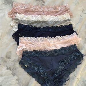 Laura Ashley Floral Lace Panty Collection - Navy, Pink, White, Gray